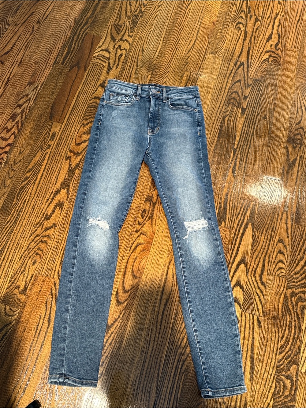 Light Blue Ripped Skinny Jeans for Women